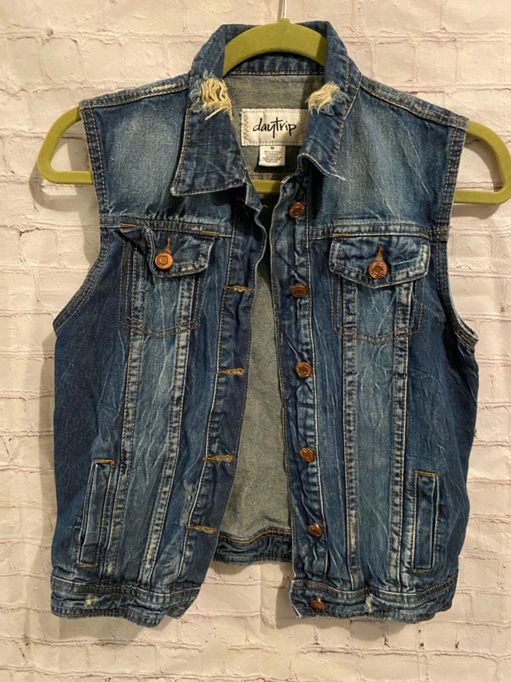 Daytrip Distressed Blue Denim Vest